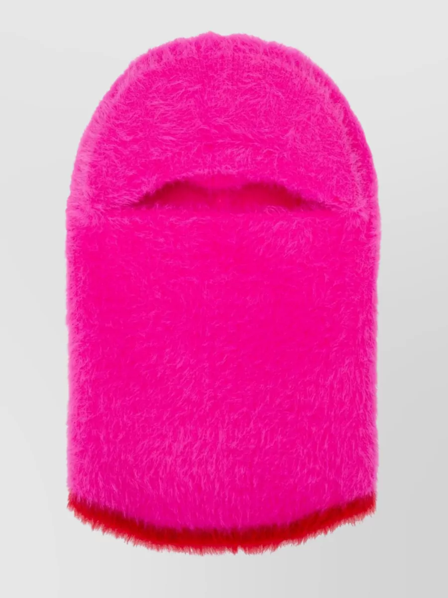 Shop Jacquemus La Cagoule Casquette Textured Ribbed Faux Fur Hat In Pink