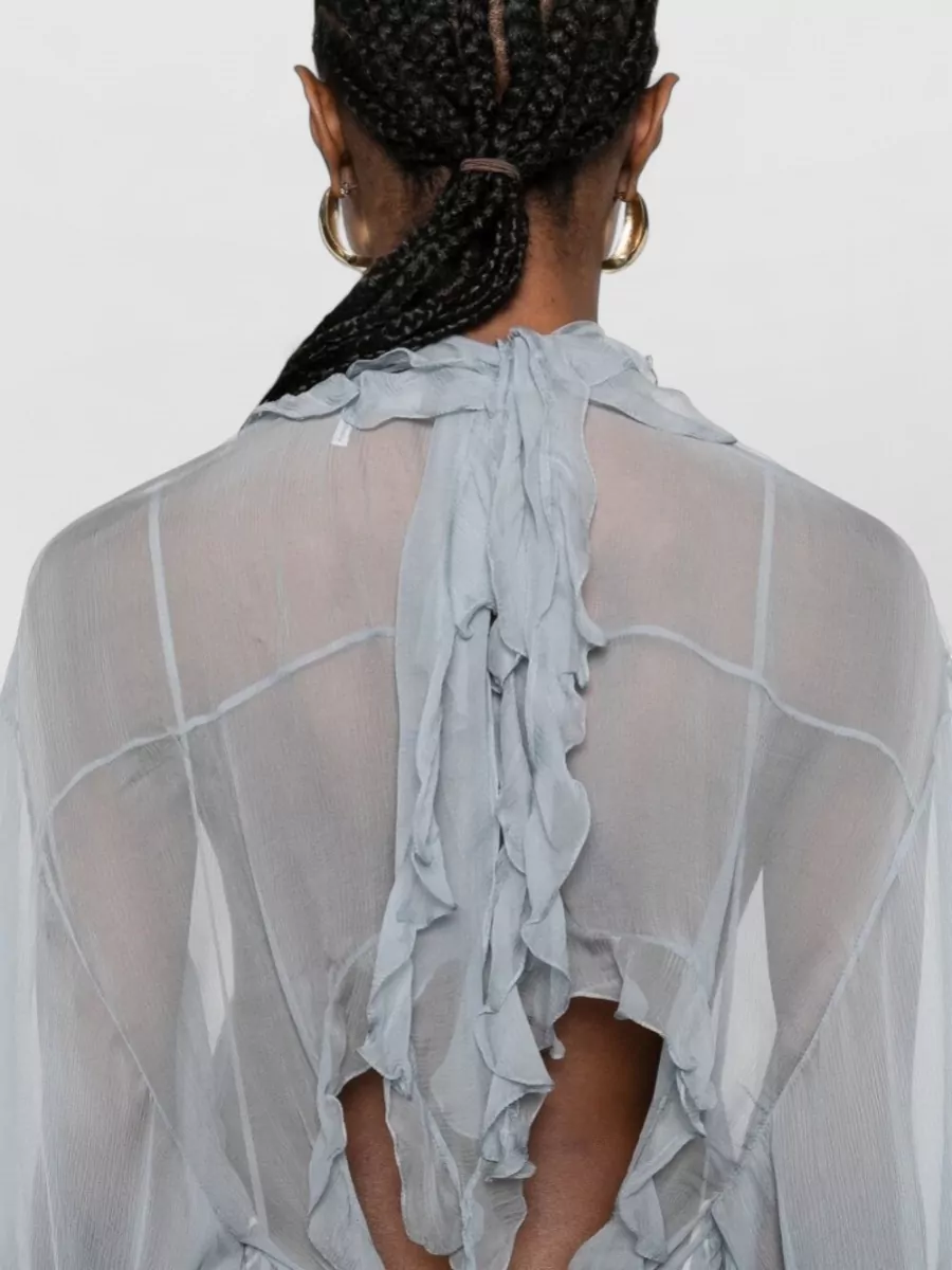 Chloé Silk Ruffled Tiered Long-Sleeve Mini Dress