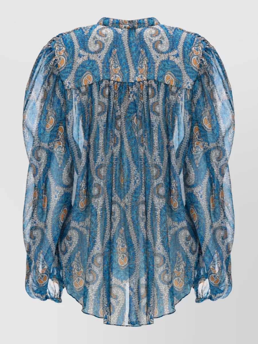 Etro Paisley Print Shirt High Neck Sheer