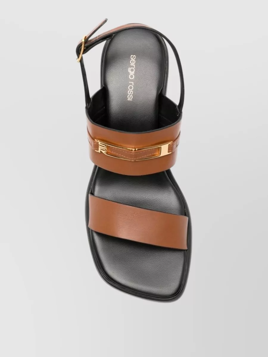 Sergio Rossi Leather Slingback Block Heel Sandals