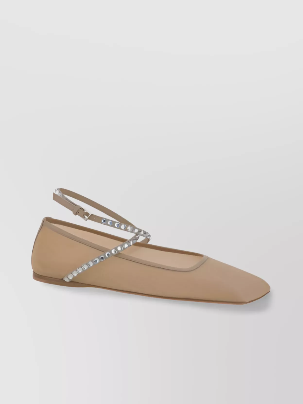 Shop Amina Muaddi Crystal Embellished Calfskin Ballerina Shoes