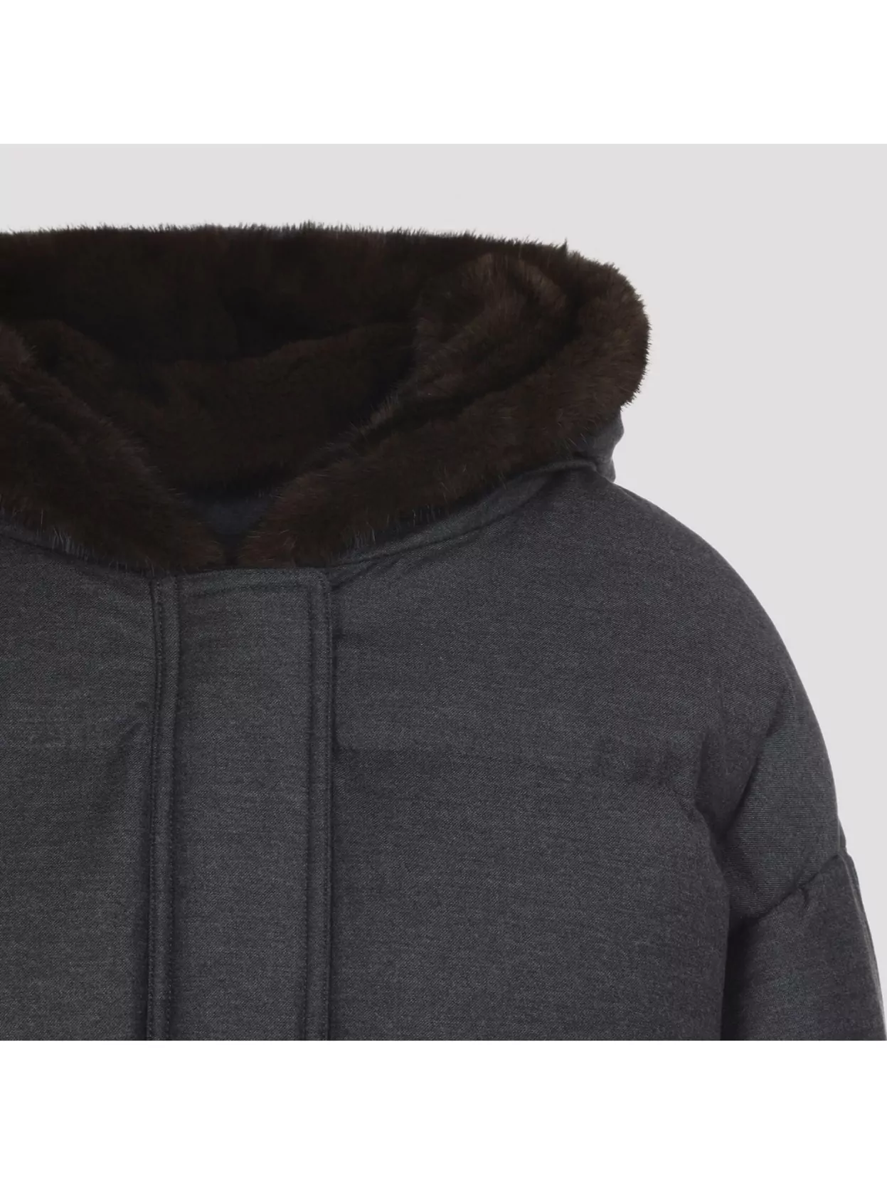 Yves Salomon Hooded Down Jacket Fur Trim