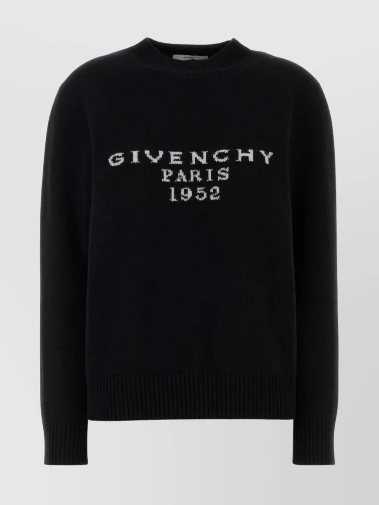 Givenchy Wool Blend Crew Neck Sweater With Ribbed Cuffs And Hem In Black