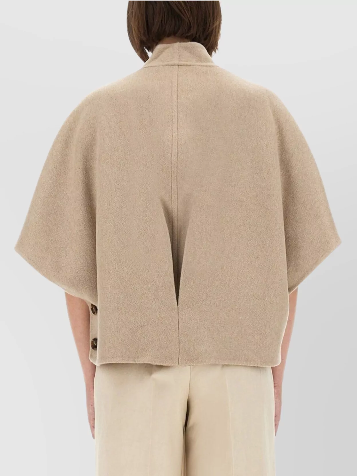 Max Mara Short Sleeve Asymmetric Neck Textured Coat