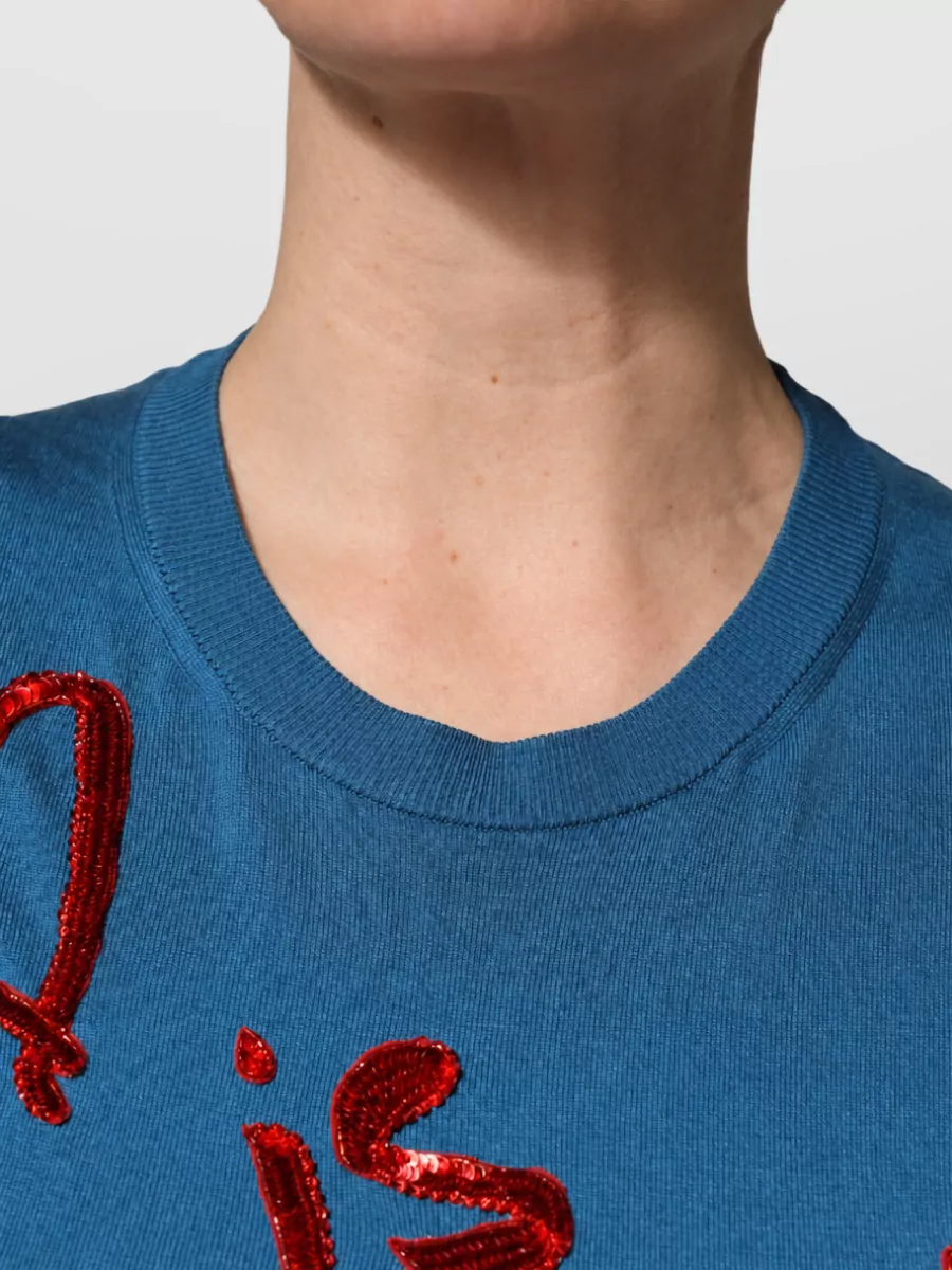 Dolce&Gabbana Silk Sequined Crewneck Pullover Sweater