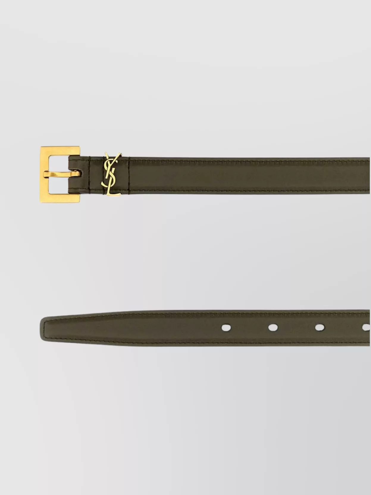 Saint Laurent Leather Belt With Adjustable Length And Buckle In Green