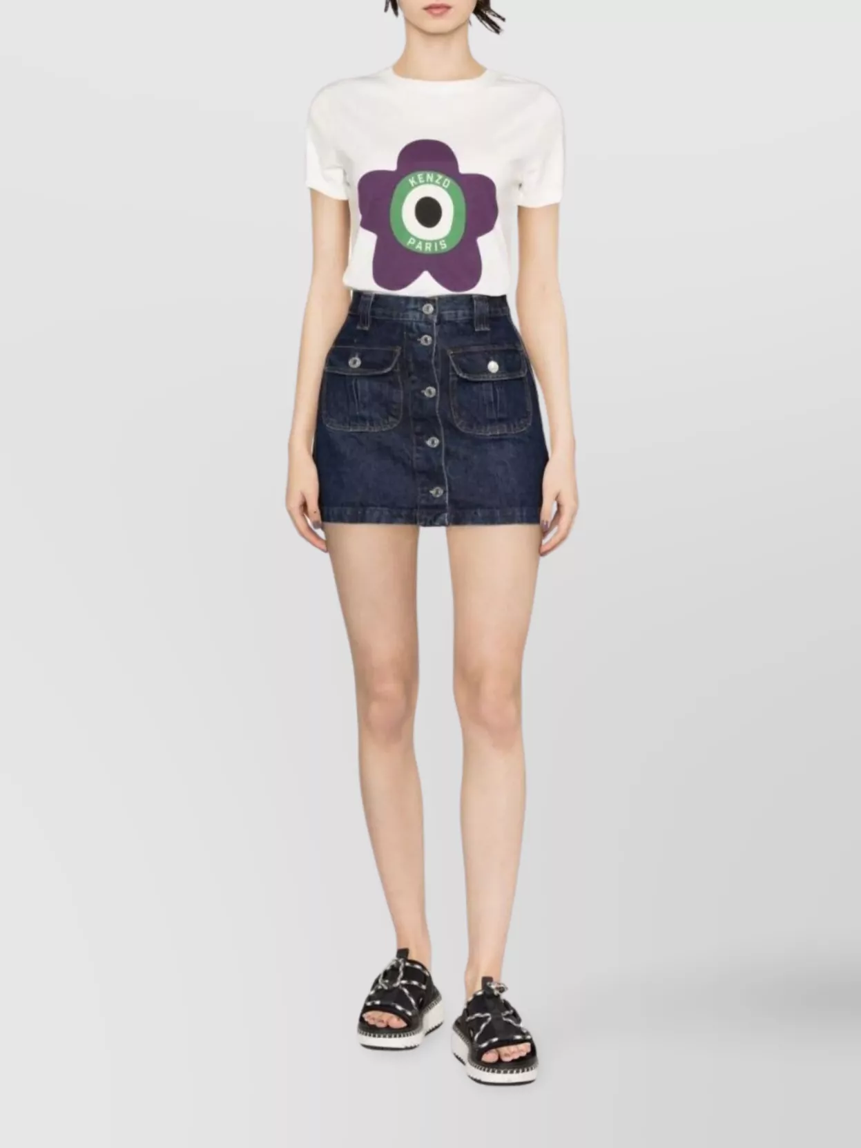 Kenzo Target Floral Graphic Print Crew Neck T-Shirt