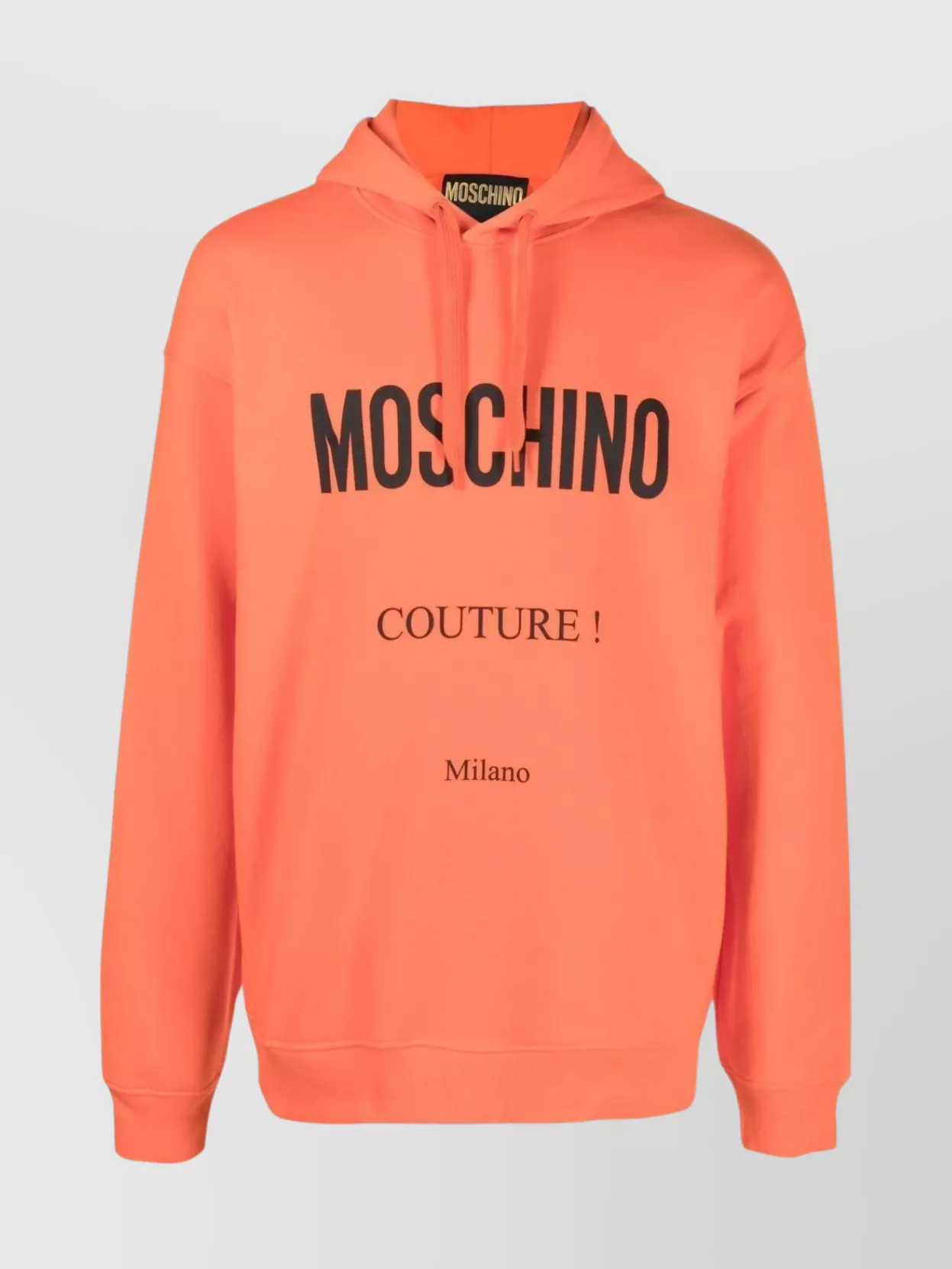 Shop Moschino Organic Cotton Hooded Sweater With Kangaroo Pocket In Orange