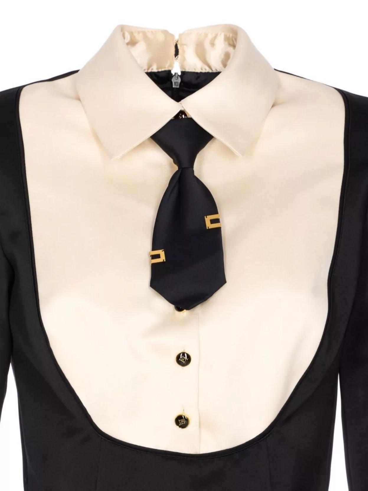 Elisabetta Franchi Suit With Contrasting Collar And Long Sleeves In Black