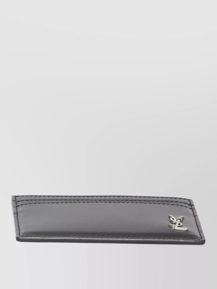 Saint Laurent Tiny Cassandre Calfskin Leather Cardholder