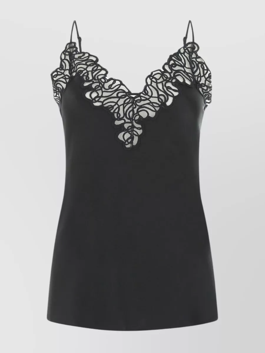 Shop Stella Mccartney Satin Cami Featuring Lace Detail In Black