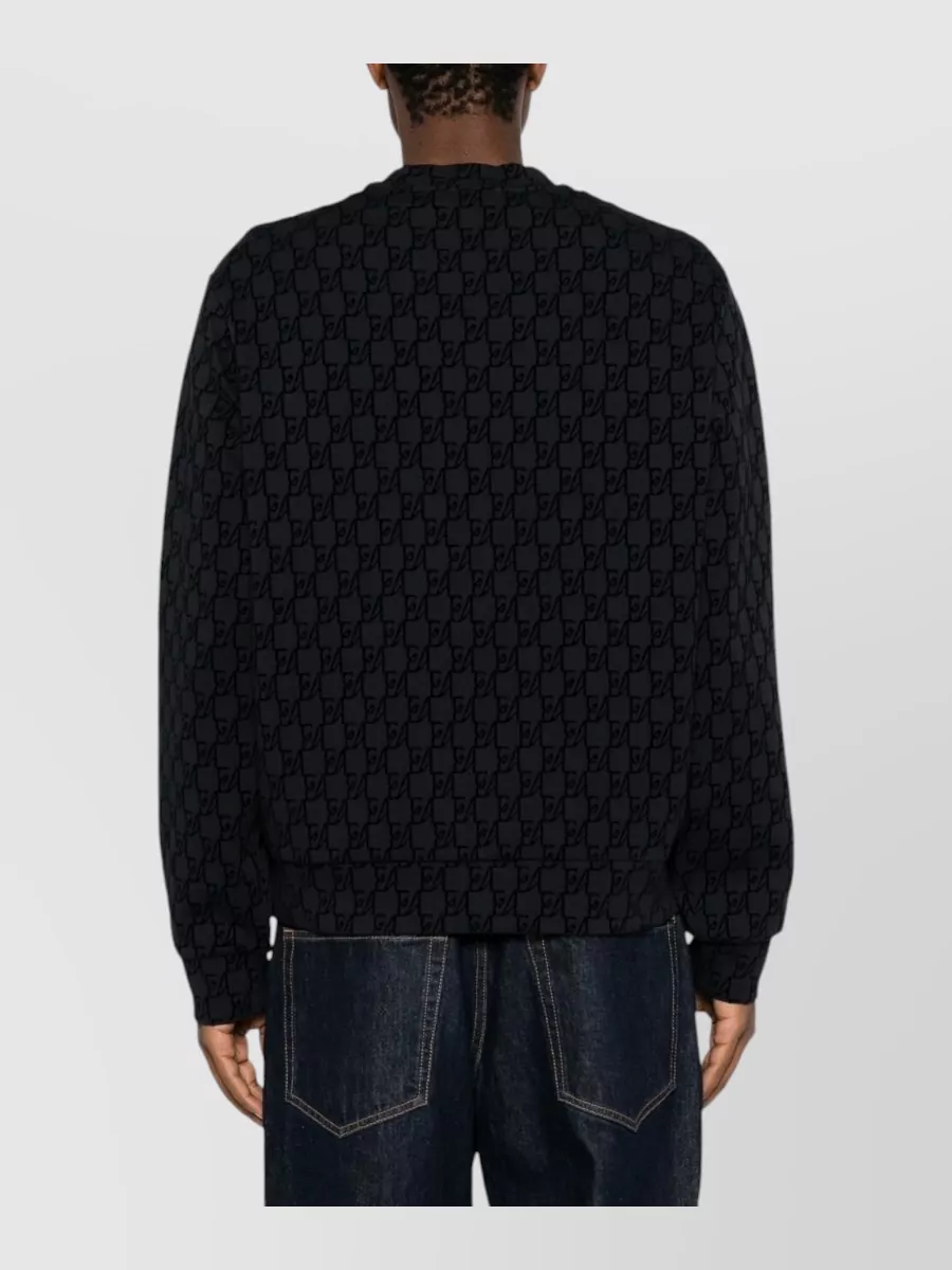 Emporio Armani Ribbed Monogram Crew-Neck Sweatshirt