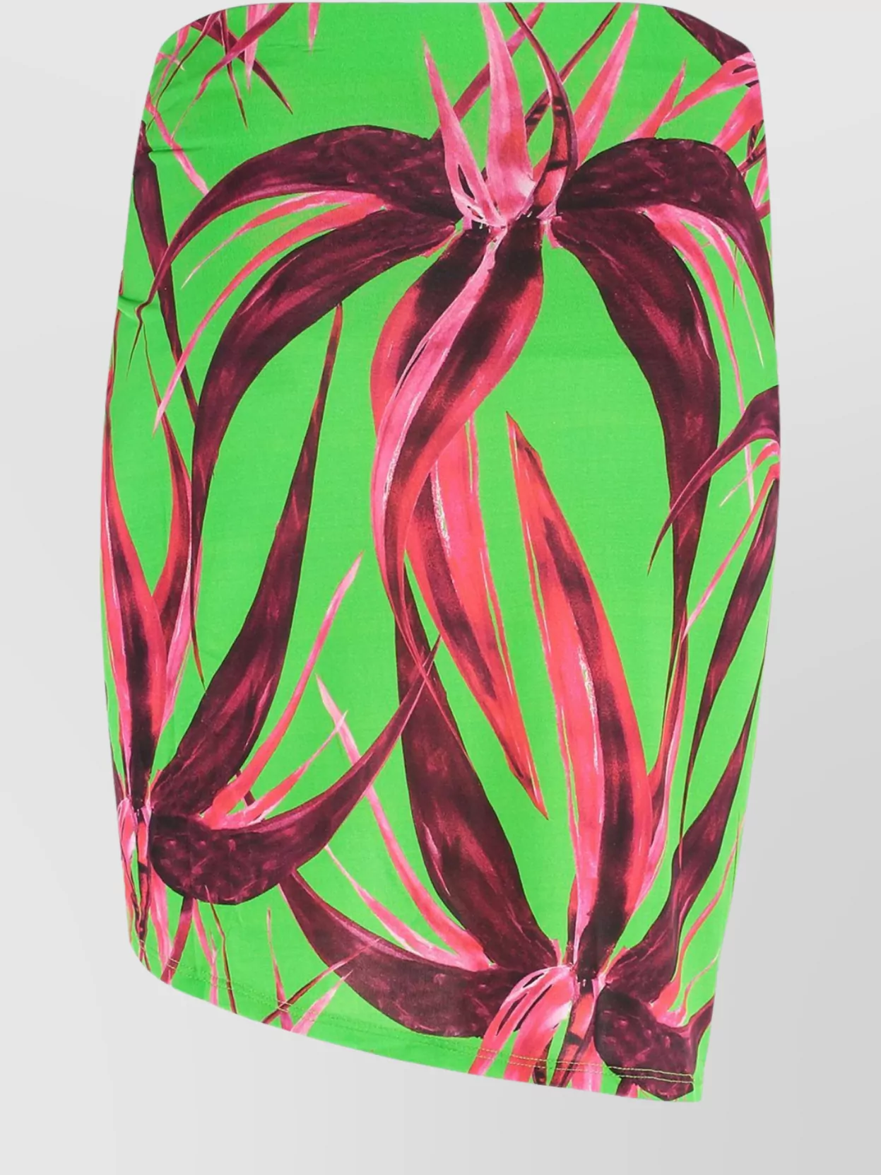 Louisa Ballou Mini-skirt With Asymmetric Hem And Floral Pattern In Green