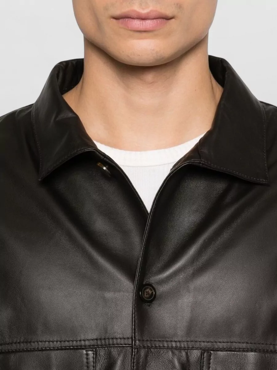 Emporio Armani Leather Jacket Collared Design Front Pockets