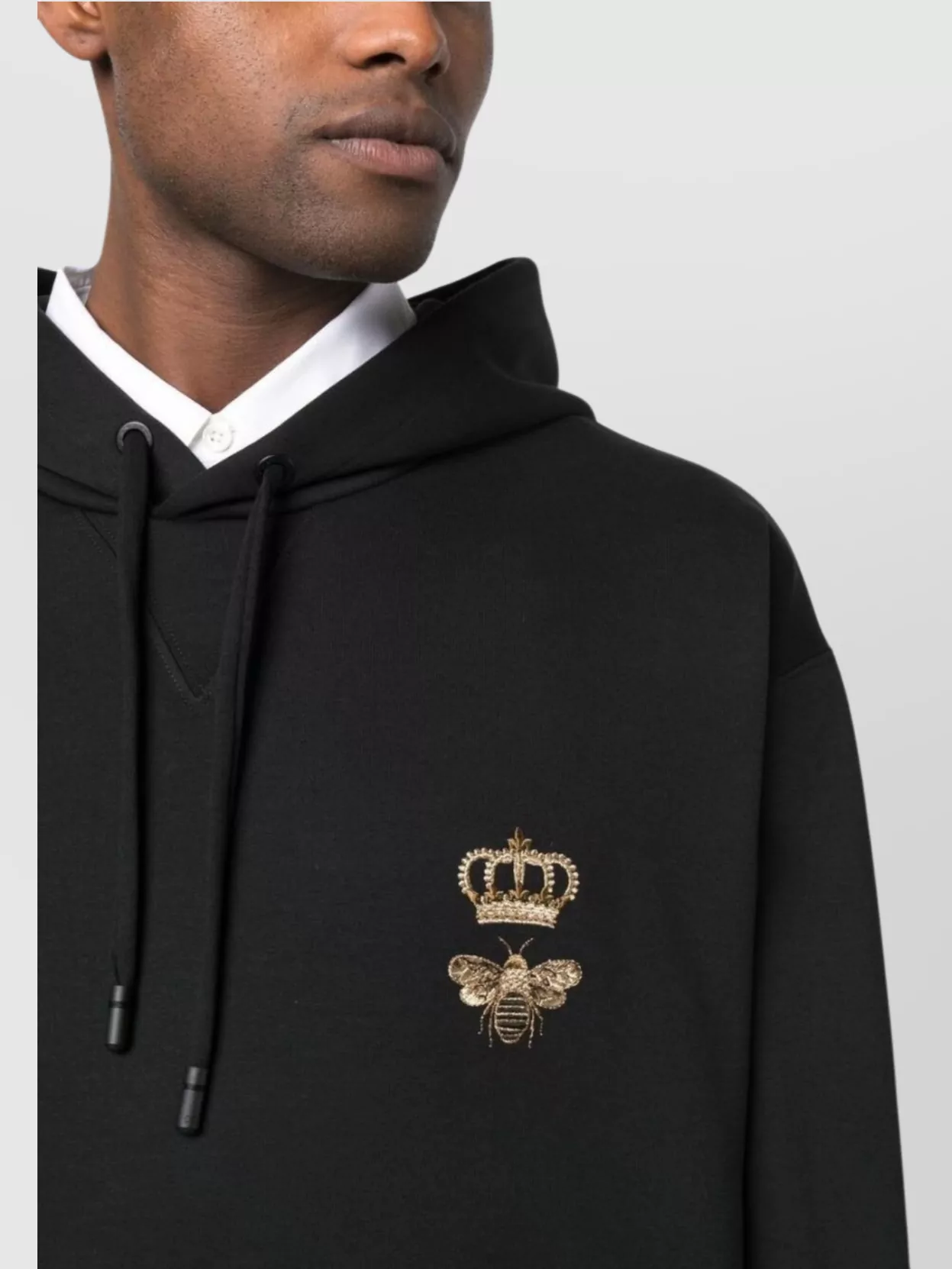 Dolce&Gabbana Cotton Hoodie With Bee And Crown Logo