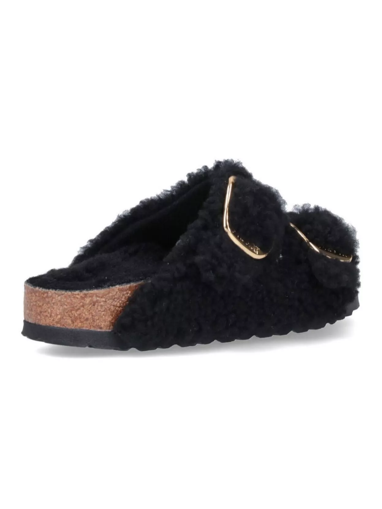 Shop Birkenstock Heeled Sandals With Cork Sole And Faux Fur In Black