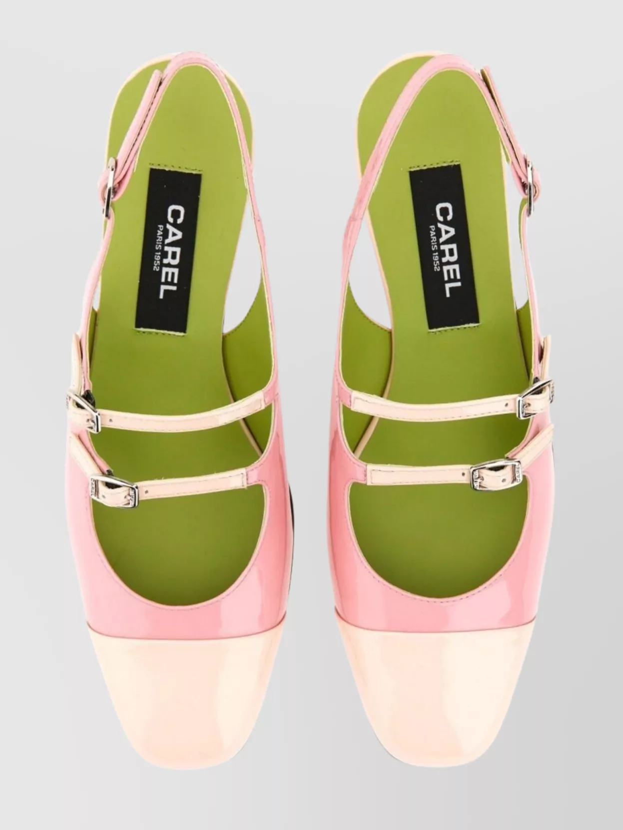 Carel Paris Block Heel Patent Slingback Pumps