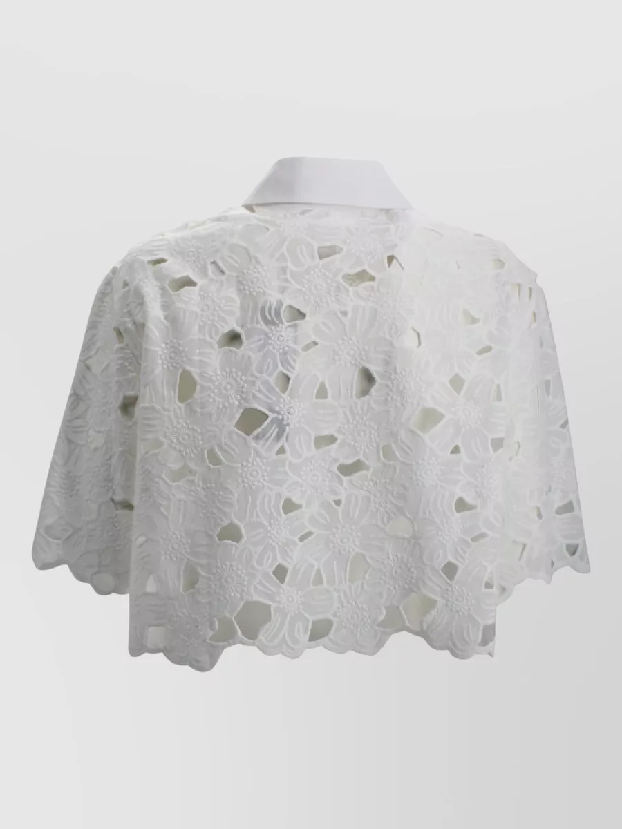D.exterior Cotton Embroidered Short-Sleeve Shirt