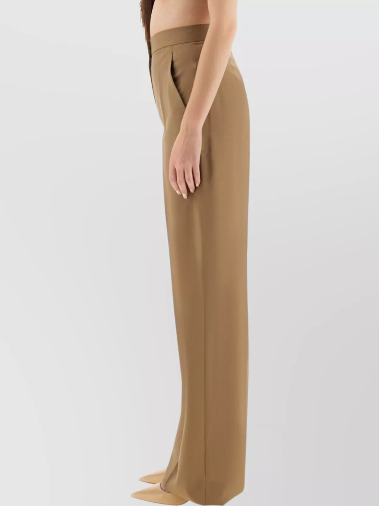 Max Mara High Waist Wide Leg Trousers Fernet In Brown