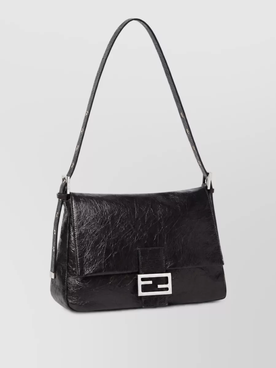 Fendi leather flap clutch bag