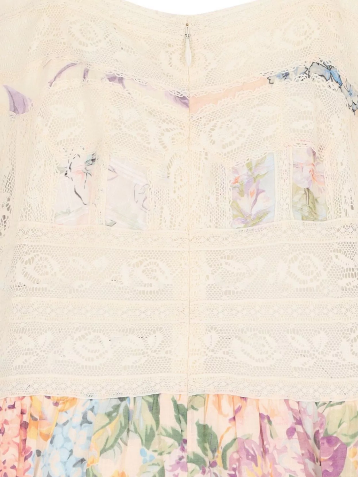Zimmermann Floral Lace Patchwork Spaghetti Straps Dress