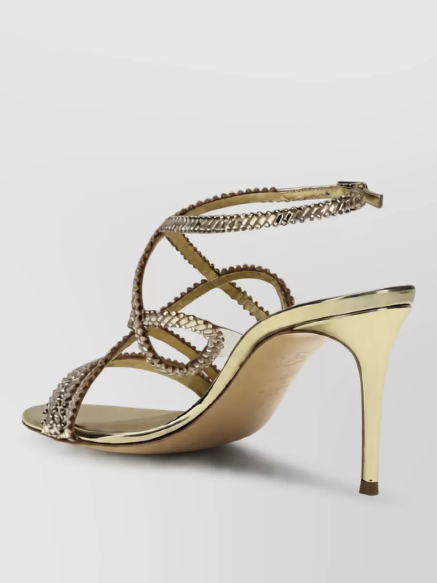 Casadei leather rhinestone stiletto sandals