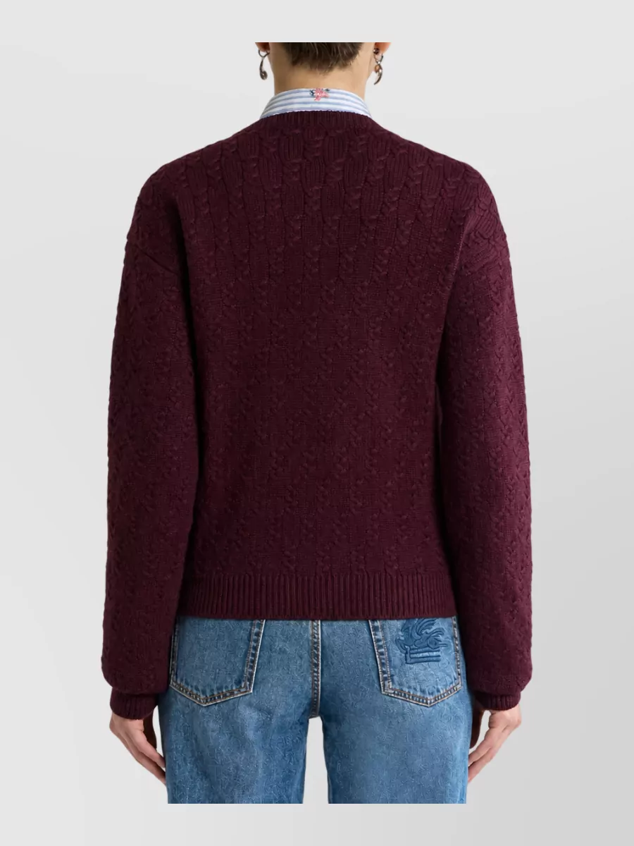 Etro Wool Floral-Intarsia Cardigan