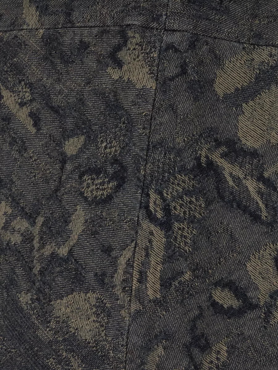Giorgio Armani Denim Floral Jacquard Single-Breasted Coat