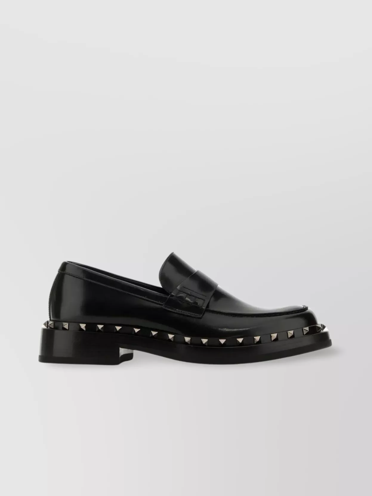 Shop Valentino Chunky Sole Studded Leather Loafers In Black