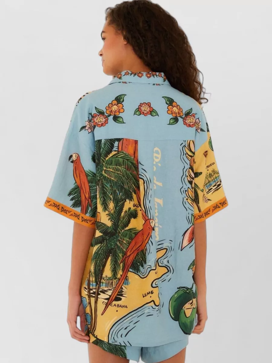 Farm Rio Printed Short-Sleeve Beach Shirt