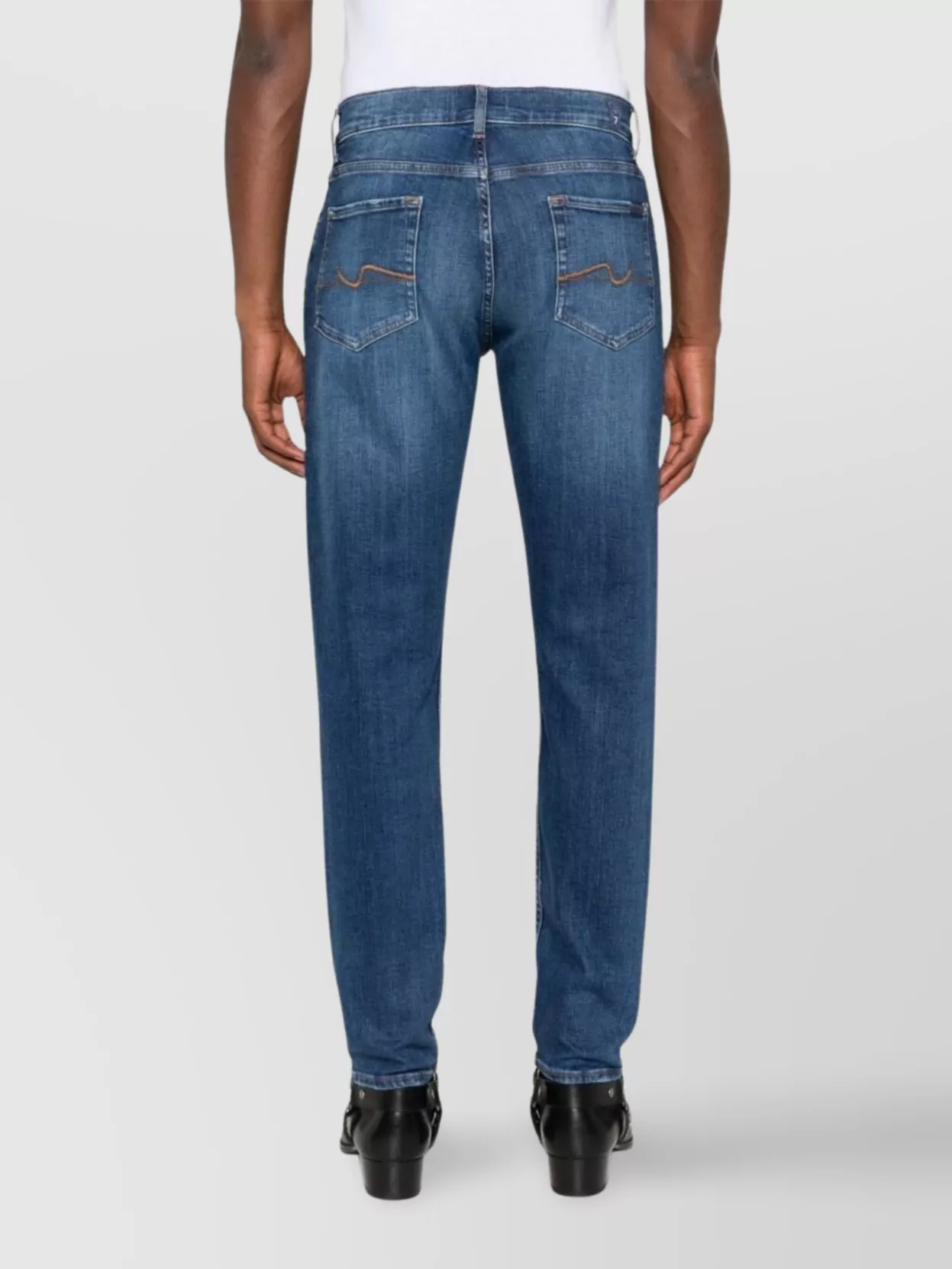 7 For All Mankind Elastam Slim Tapered Jeans In Blue