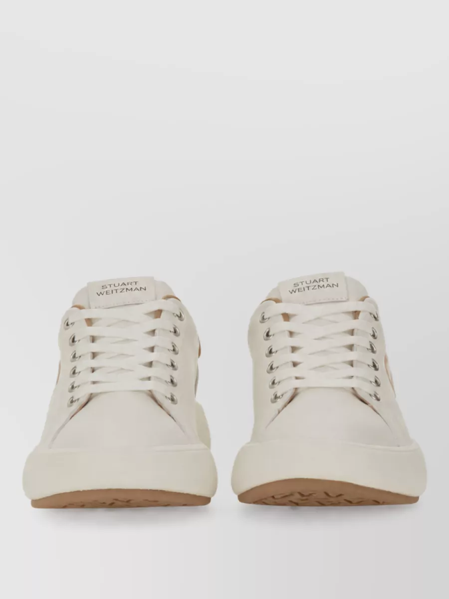 Stuart Weitzman Leather Lace-Up Sneakers