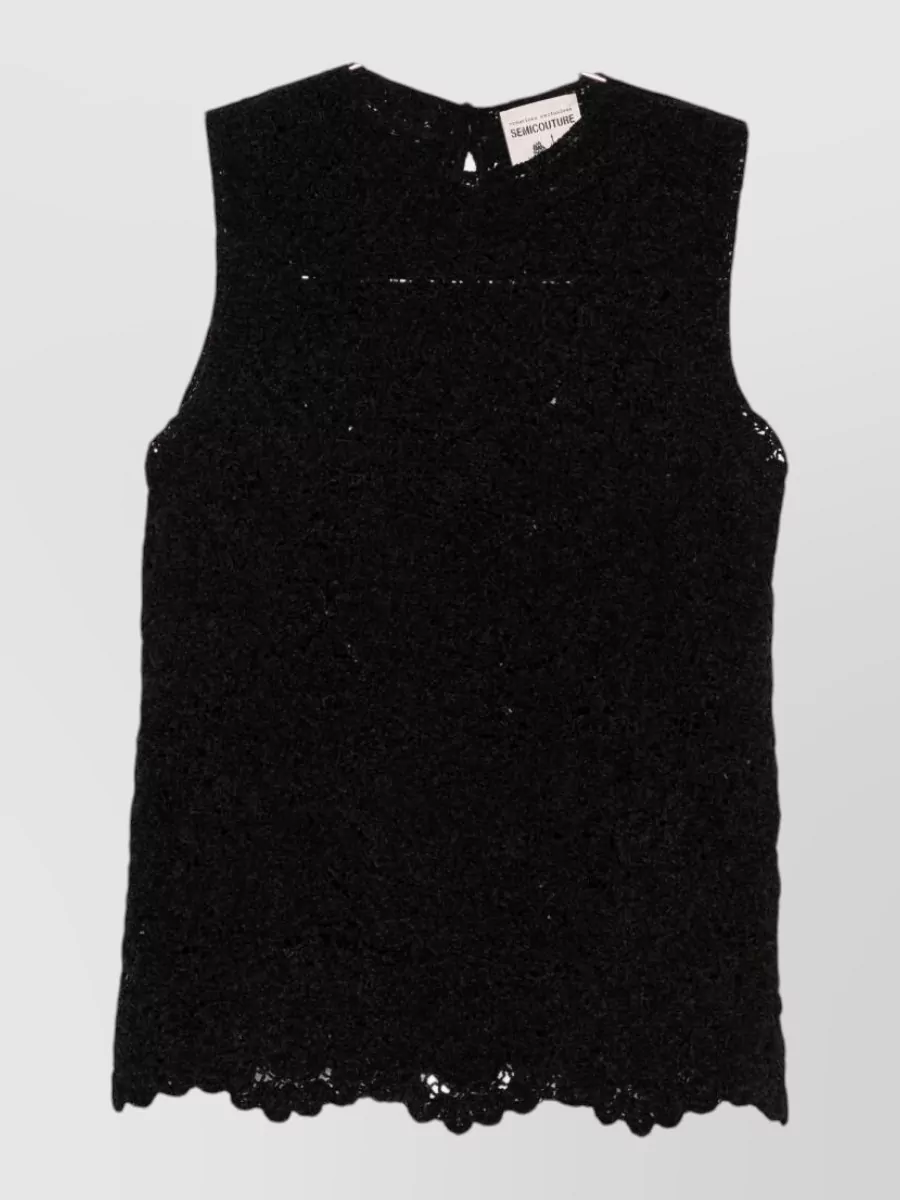 Semicouture crochet-knit sleeveless top