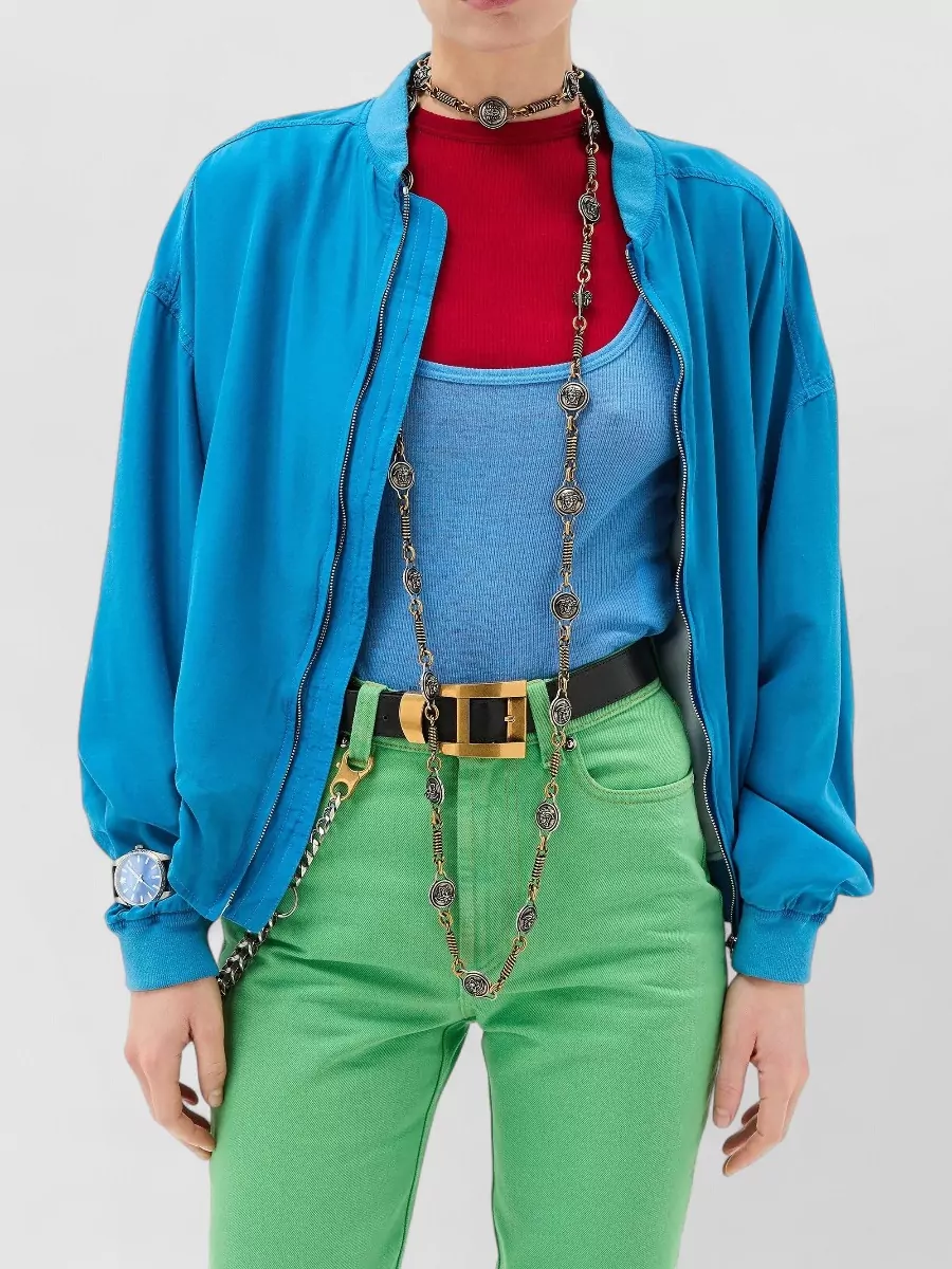 Versace Silk Zip-Up Blouson