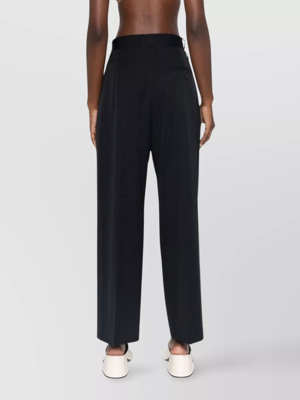 Studio Nicholson Trousers With High Waist And Front Pleats In Blue