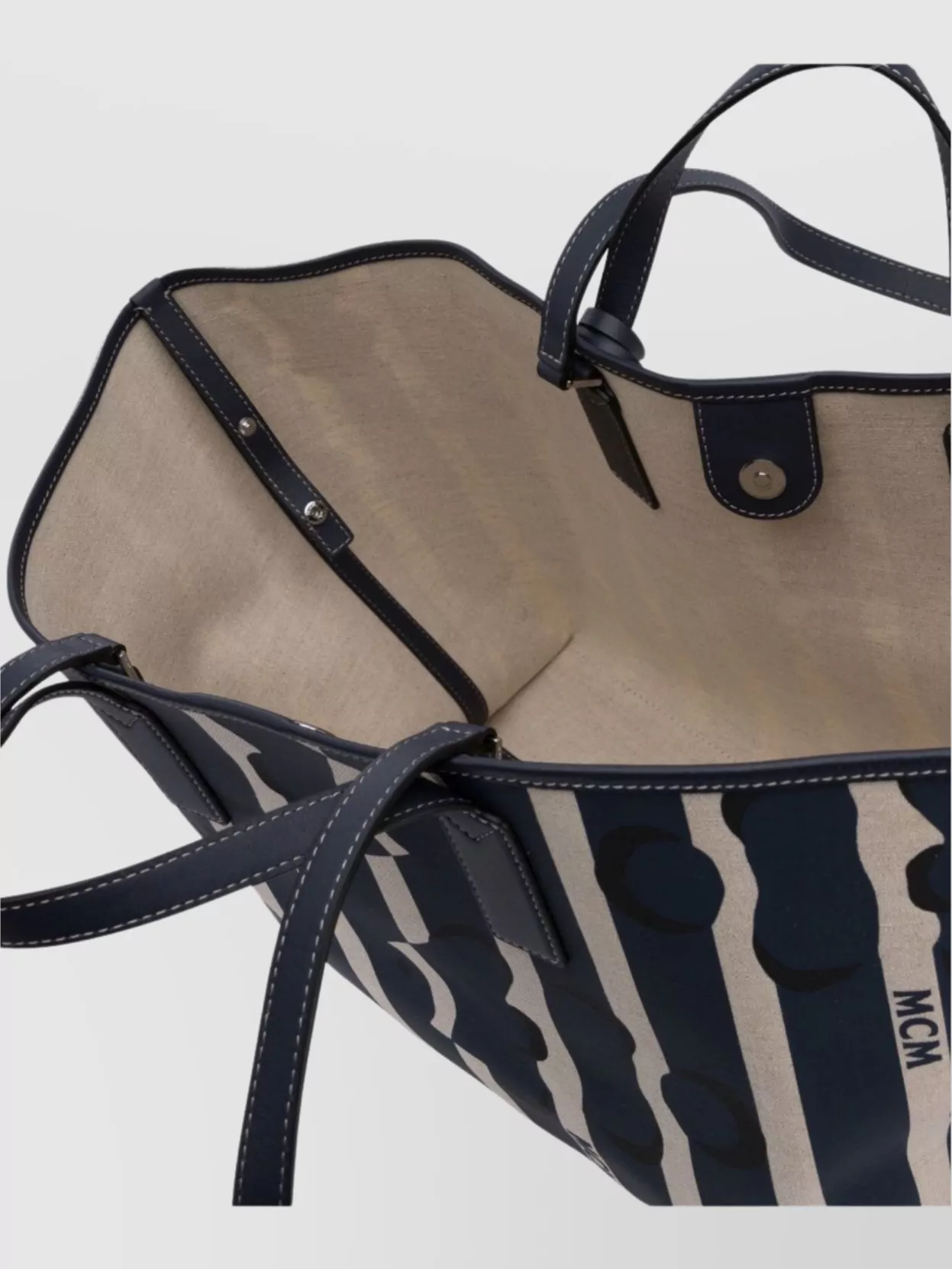 Mcm Striped Pattern Tote Bags With Dual Handles