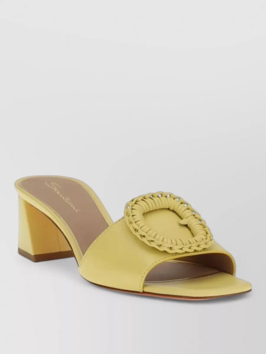 Santoni leather asymmetric-heel mules