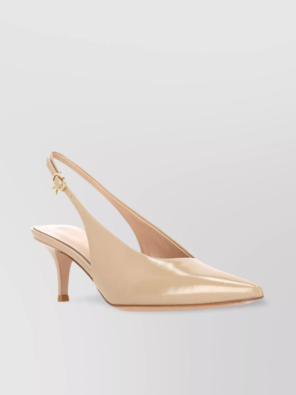 Gianvito Rossi Peach Leather Slingback Sandal With Hourglass Heel