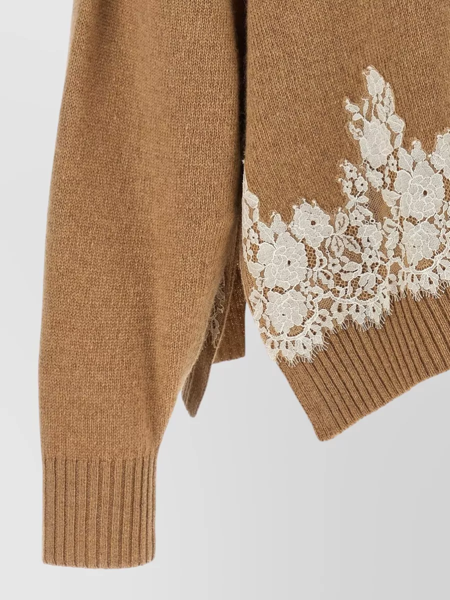 Alberta Ferretti Cashmere Lace Insert Cardigan