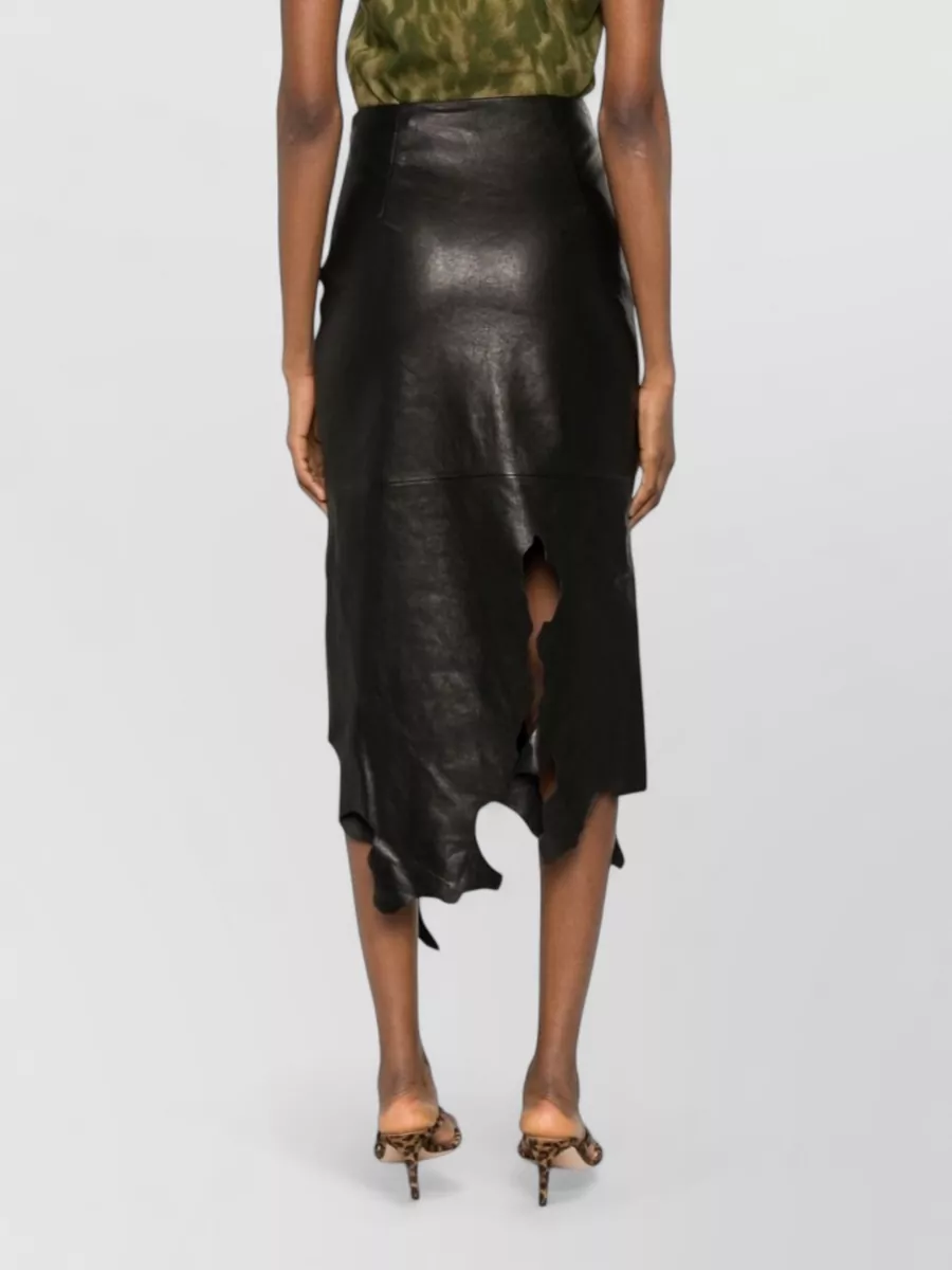 Diesel Leather Knee-Length Asymmetric Skirt