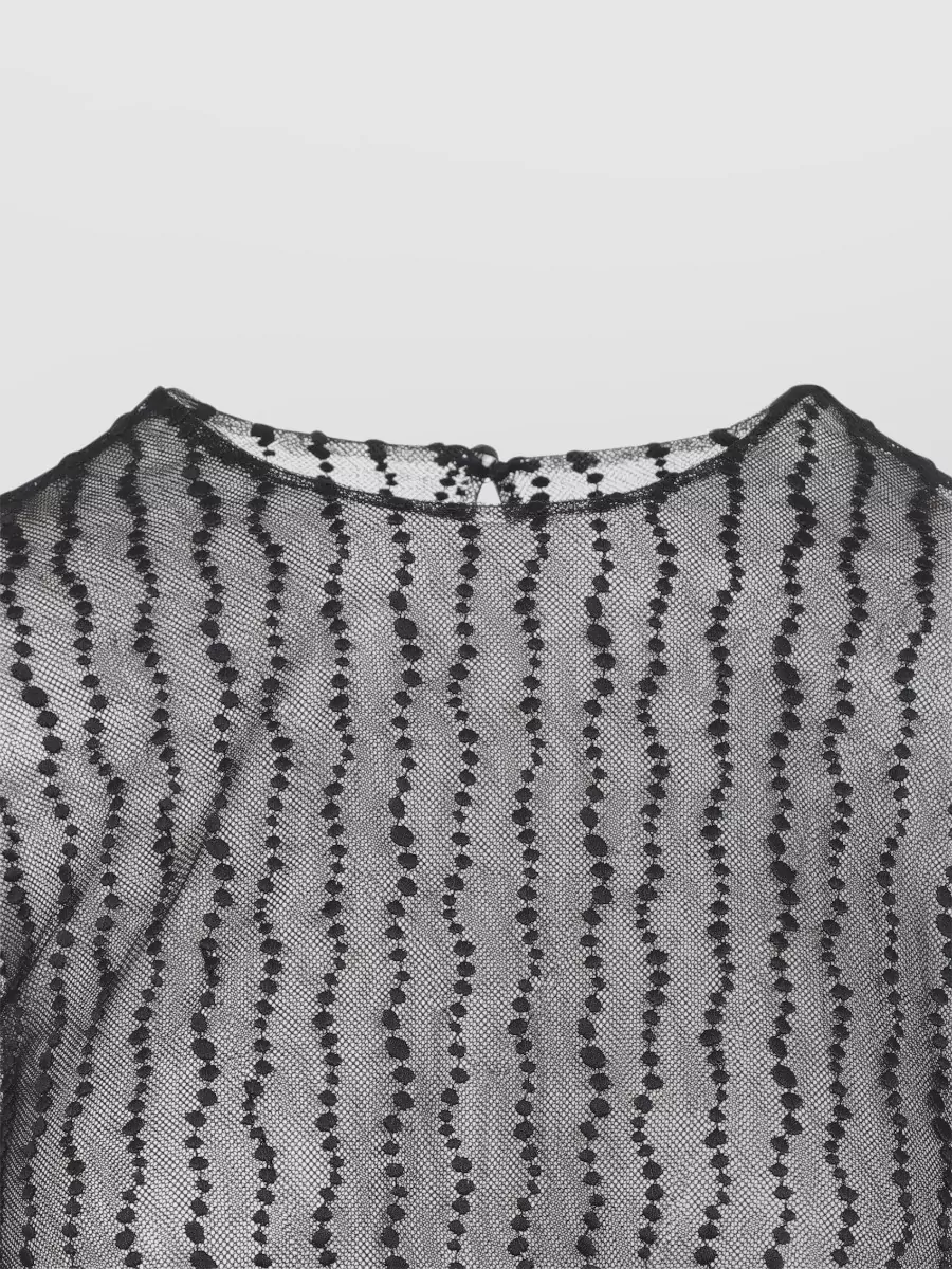 Alberta Ferretti Embellished Tulle Long-Sleeve Blouse