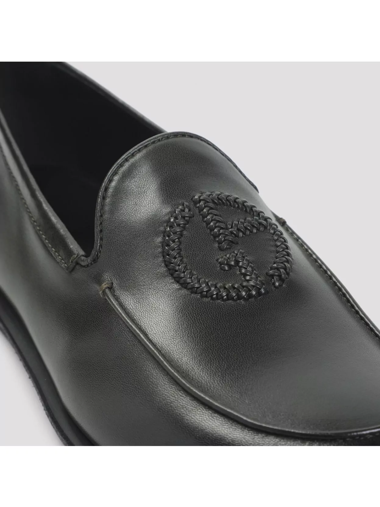 Giorgio Armani Round Toe Slippers Featuring Rubber Sole
