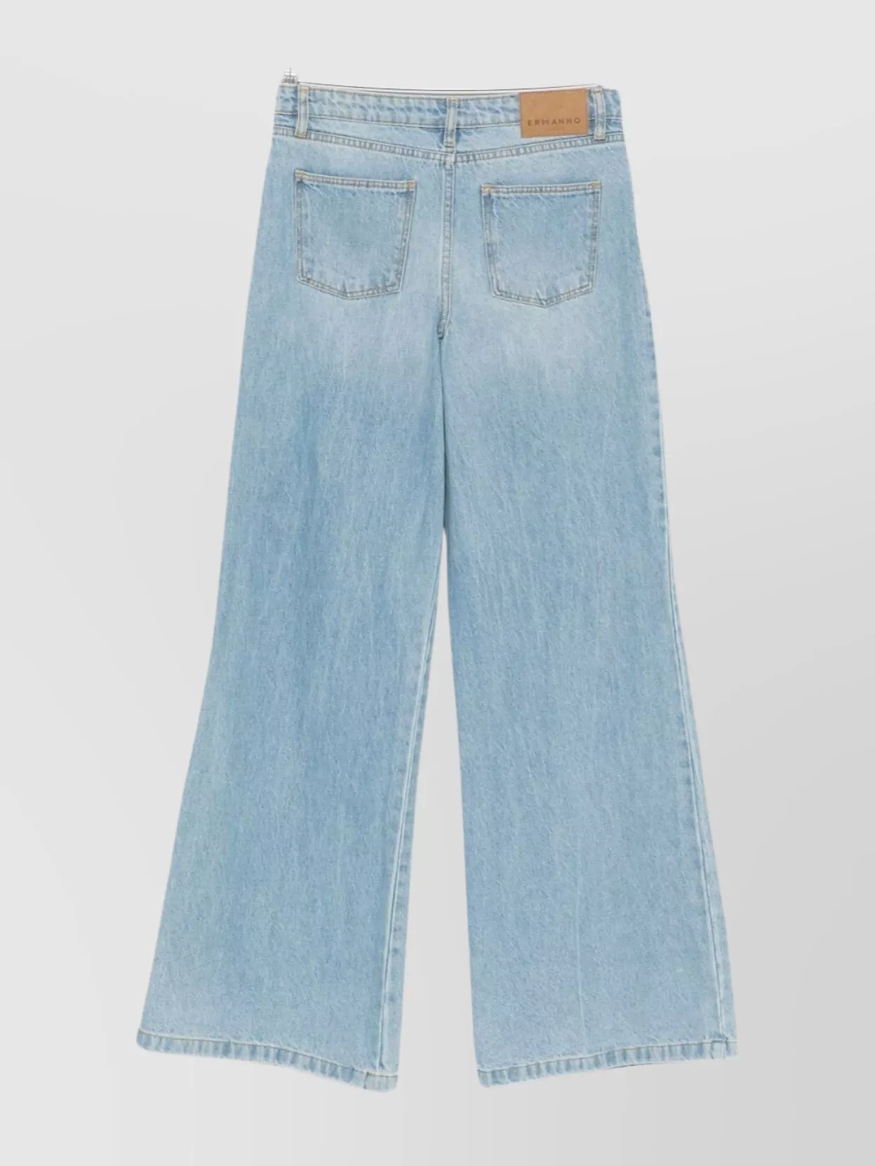 Ermanno Firenze Wide-leg Trousers With Belt Loops And Pockets In Blue