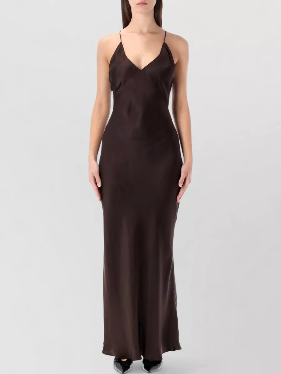 Anine Bing Silk V-Neck Maxi Dress