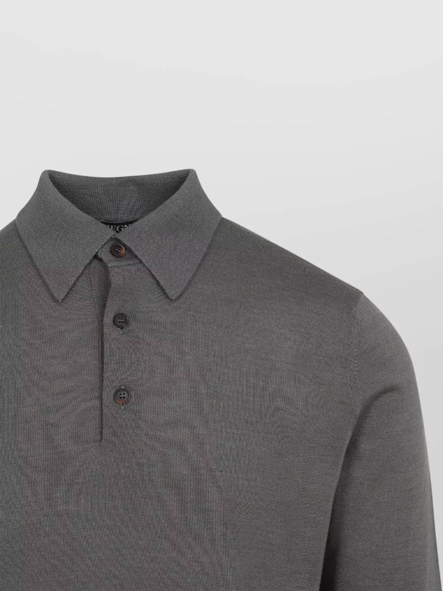 Zegna Cashmere Silk Long-Sleeve Polo Shirt