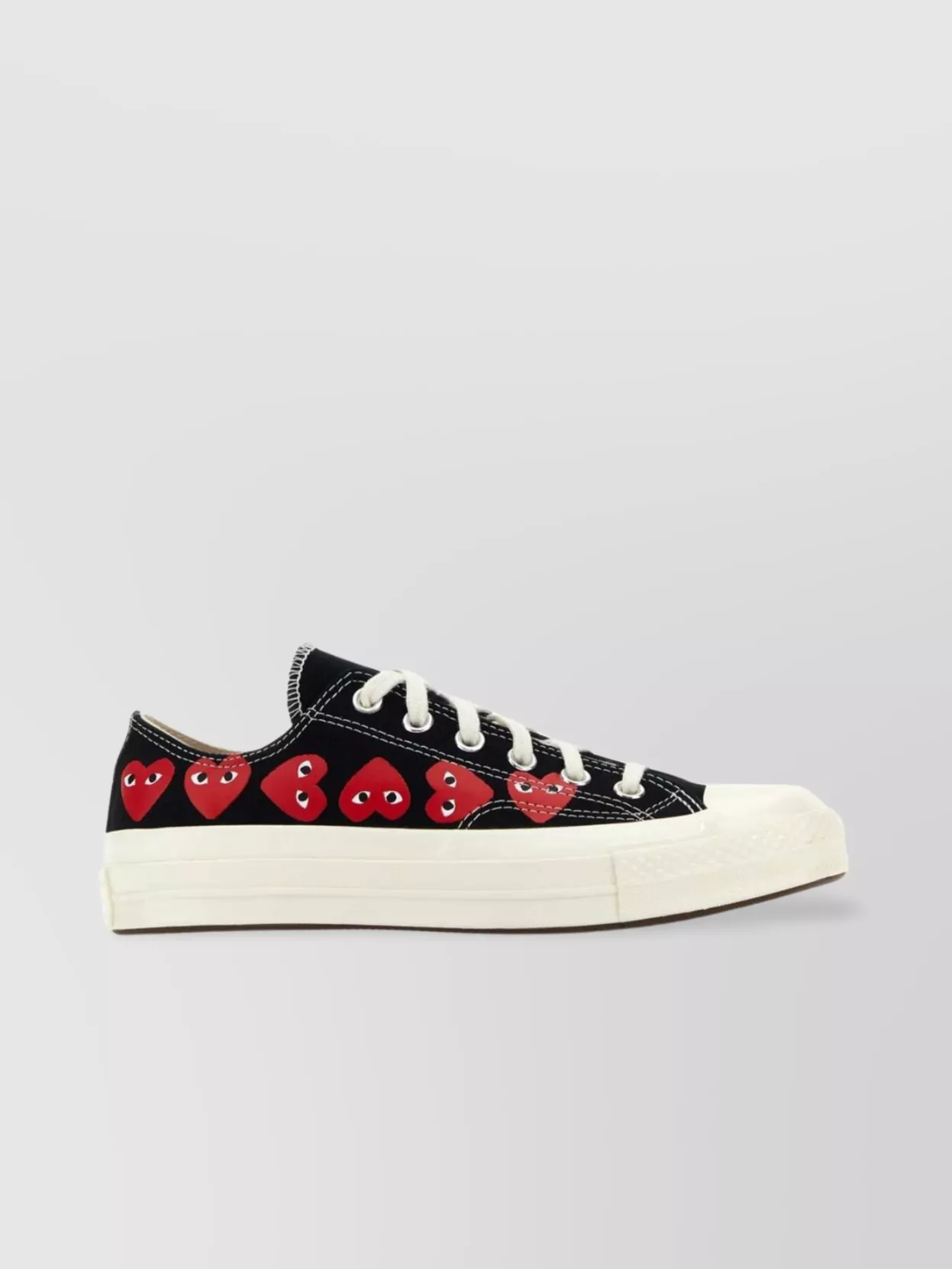 Shop Comme Des Garçons Play Canvas Sneakers With Low-top Design And Heart Print
