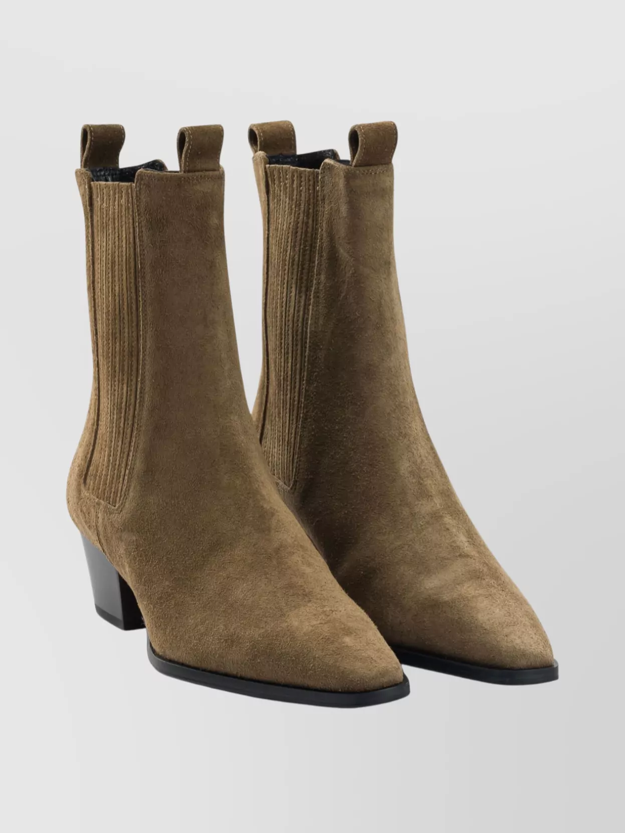 Aeyde Suede Ankle Boots Block Heel In Brown