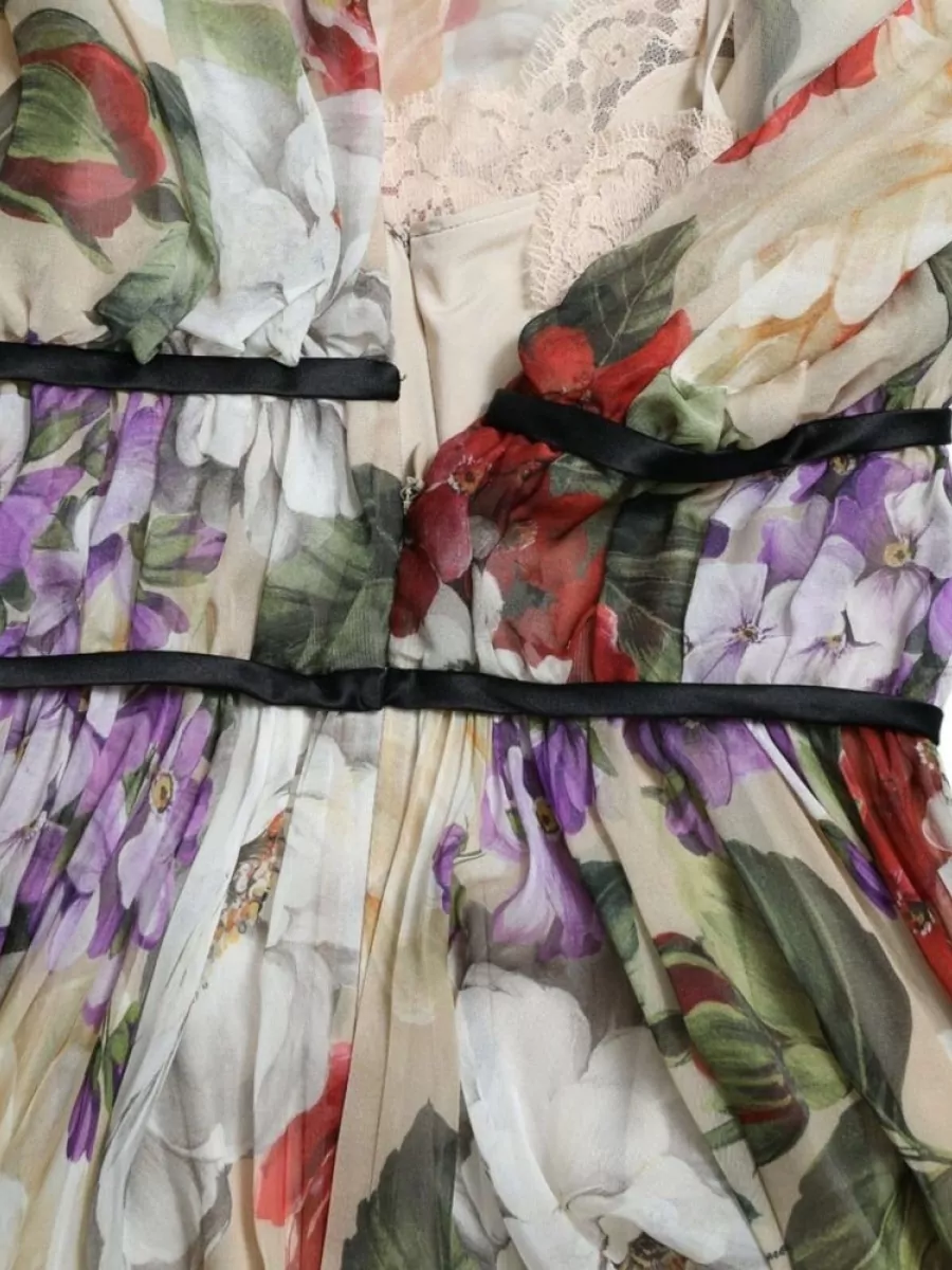 Dolce&Gabbana Silk Floral Sleeveless Knee-Length Dress
