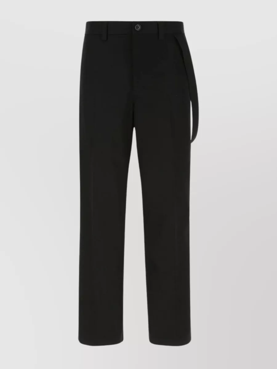 Shop Burberry Cotton Wide-leg Pant With Belt Loops In Black
