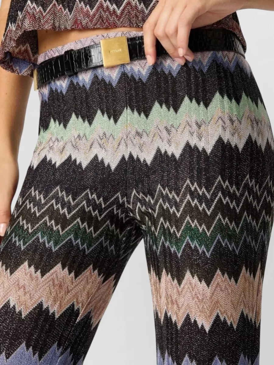 Missoni Zigzag Flared Trousers Textured Metallic Threads